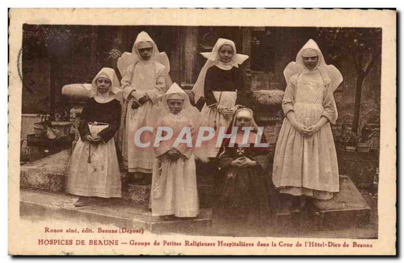 Old Postcard Beaune hospitalieres small religious group in the courtyard of t...