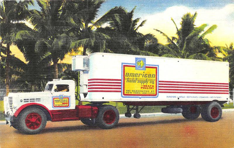 Miami, New York & Atlanta GA American Hotel Supply  Trailer Truck Linen Postcard