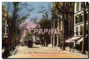 Postcard Old Nice Avenue of Victory Church of Our Lady Tram