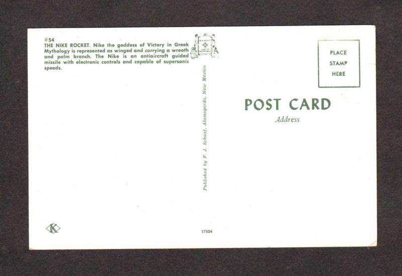 Nike Space Rocket Aviation Rockets Guided Missile US Army Postcard