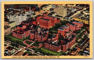 Vtg Baltimore Maryland MD Aerial View John Hopkins Hospital 1940s View Postcard