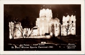 Ice Palace St. Paul Winter Sports Carnival 1941 MN Minnesota RPPC Postcard E46