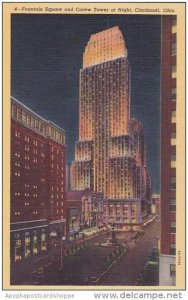 Ohio Cincinnati Square And Carew Tower At Night