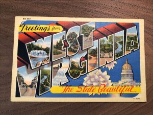 Vintage 40s GREETINGS from WEST VIRGINIA State Beautiful Large Letters Postcard