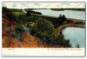 1909 View East From Water Works Rock River Scenery Sterling IL Posted Postcard