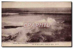 Old Postcard At the Beach waves Study