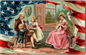 Tucks 156 Washington's Birthday Home Life Mount Vernon Vintage Postcard U21