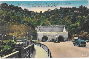 Entrance to Liberty Tunnels Liberty Bridge Pittsburgh Pennsylvania Mailed 1955