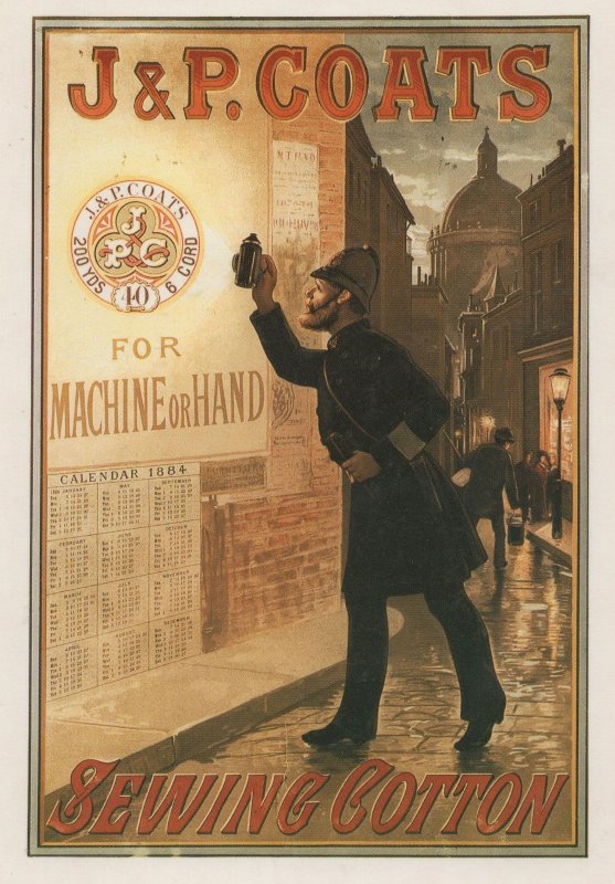 J&P Coates Sewing Cotton Policeman Advertising Poster Postcard