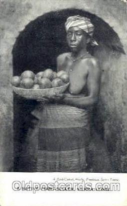 Native Fruit Seller, Sierra Leone African Nude writing on back light corner w...