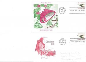 Two Christmas 1965 First Day Covers Silver Bell Arizona