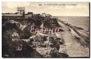 Old Postcard Saint Aubin Sur Mer Cliffs