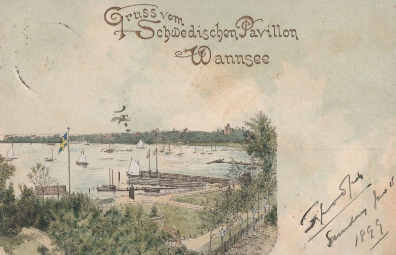 Gruss aus Wannsee Schwedischer Pavillion 1899 German Postcard