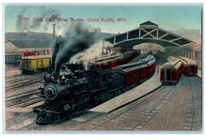 1910 Train Shed Union Station Locomotive Train Grand Rapids Michigan MI Postcard