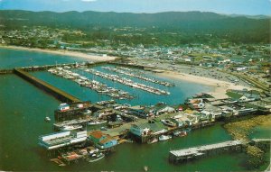 Sailing & navigation themed postcard aerial view Fisherman Wharf Monterey Marina
