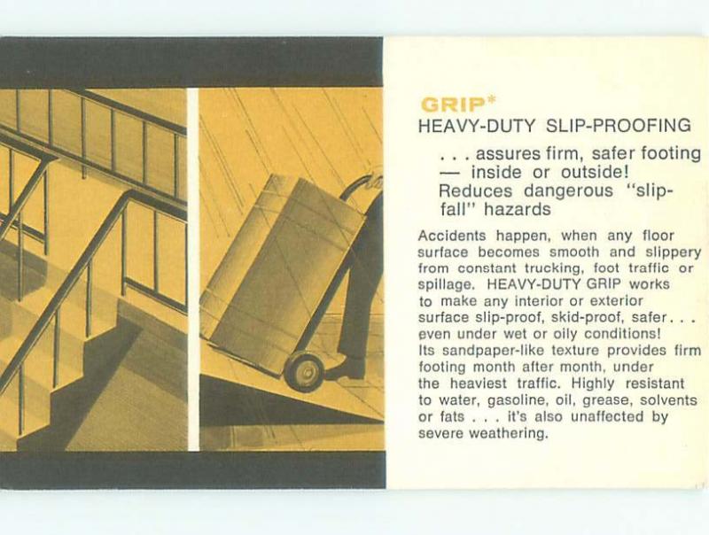 Pre-1980 Postcard Ad GRIP HEAVY-DUTY SLIP PROOF FLOORING AC7301