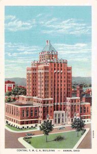 Central YMCA Building Akron Ohio 1940s linen postcard