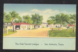 SAN ANTONIO TEXAS THE OAK TOURIST LODGES LINEN ADVERTISING POSTCARD