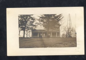 RPPC ASHLAND OHIO RESIDENCE WINDMILL FARM 1913 VINTAGE REAL PHOTO POSTCARD