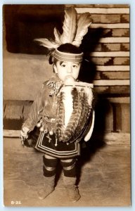 RPPC AMERICAN SOUTHWEST ~ Cute Young NATIVE AMERICAN BOY c1940s  Postcard