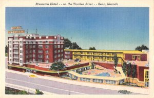 Reno Nevada Riverside Hotel on the Truckee River Vintage Postcard AA21899