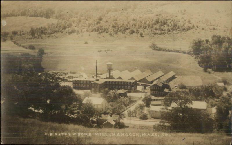 Hancock MA Estes & Sons Mill Factory c1920 Real Photo Postcard 