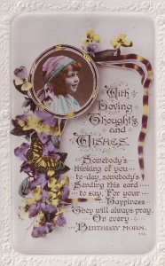 Child With Romany Gypsy Headscarf Real Photo Greetings Postcard