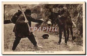 Old Postcard The Three Auvergne HEADERS - Tris dorus Donkey Donkey