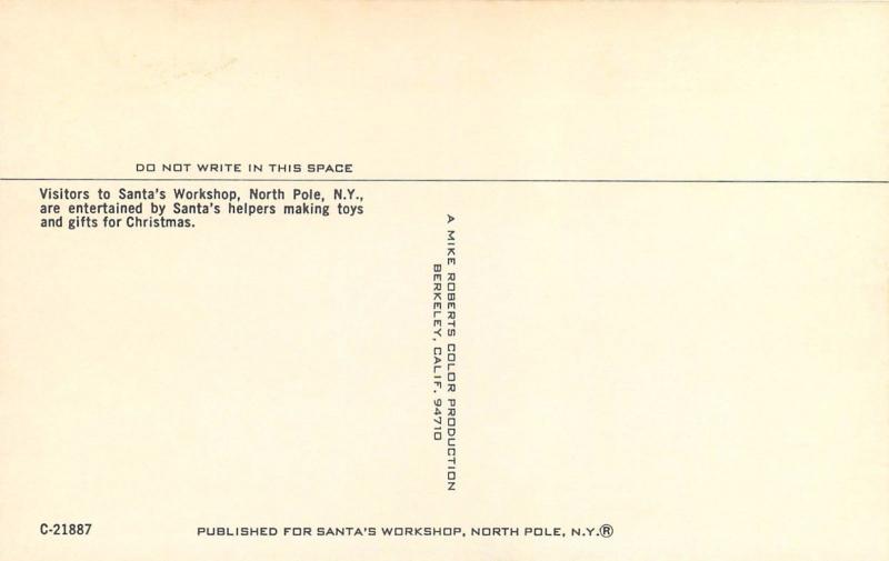 SANTA'S WORKSHOP CANDYMAKER TOYMAKER GLASSBLOWERS CANDLEMAKER NORTH POLE NY 