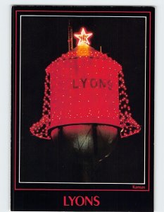 Postcard Christmas Bell and Star, Rice County Courthouse, Lyons, Kansas