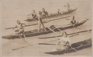 RPPC CANOE SKIFFS PHILIPPINES ISLANDS REAL PHOTO POSTCARD (c. 1910)