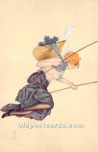 L'Escarpolette Marque L-E Artist Raphael Kirchner Unused 