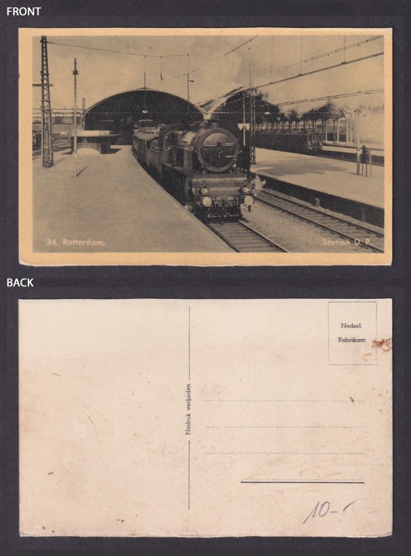 Vintage Postcard Netherlands Rotterdam Station