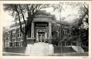 Macon Missouri Public Library Taylor's News and Book Store Postcard W6