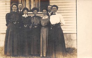 5 Women and 1 Man Outside of a House Mills Alice Ma Laughlin Real Photo Writi...