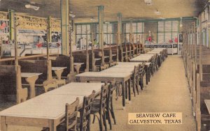 Galveston Texas Seaview Cafe, Interior, Color Linen Vintage Postcard U7056