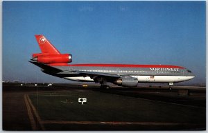 Airplane Northwest McDonnell Douglas DC-10-40 Wide Body Jet Liner Postcard