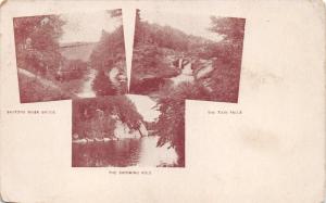 VERMONT SAXTONS RIVER BRIDGE-THE TWIN FALLS-SWIMMING HOLE POSTCARD c1900s