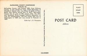 Paducah Kentucky~McCracken Co Courthouse~Leaes Scattered 1950s Postcard