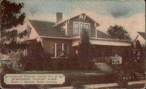 Sanford NC Evergreen Tourist Home Postcard