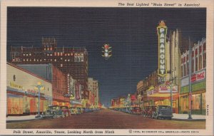 Postcard Polk Street Amarillo Texas Looking North North From Ninth