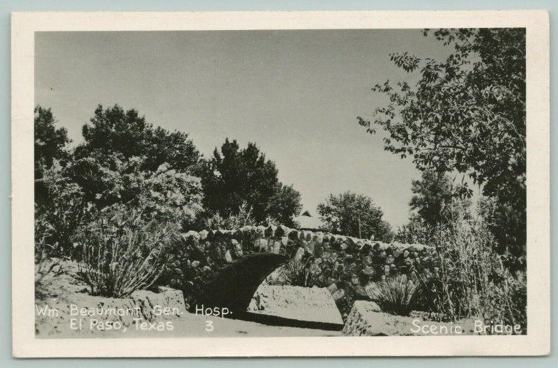 El Paso TX Bridge~Beaumont Hospital~Cpl Woods, Soldier Mail to Mother~RPPC 1968 