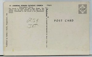 Waynesboro Pa St Andrew's Roman Catholic Church c1940s Postcard M2