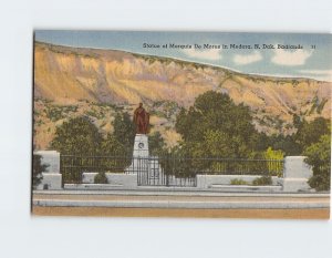 Postcard Statue of Marquis De Mores Badlands in Medora North Dakota USA