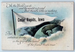 Cedar Rapids Iowa IA Postcard Oh The World Is Wide World Is Grand c1910s Pennant