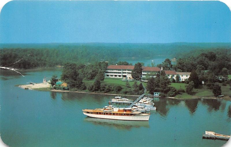 Irvington Virginia~Tides Inn Aerial View~Miss Ann Yacht by Boat Dock~1950s Pc