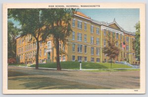 Haverhill Massachusetts~High School~Linen Postcard