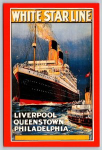 Postcard Cunard White Star Line - Liverpool - Queenstown - Philadelphia