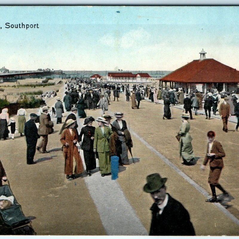 c1910s Southport, Lancashire, England Marine Drive Postcard Crowd Street A40