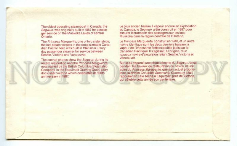 162549 CANADA 1987 Liners Ships FDC Cover